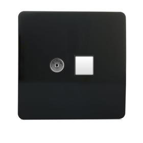 ART-TLP+TVBK  TV Co-Axial & Telephone Gloss Black